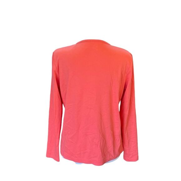 LL Bean Supima Cotton Cardigan Long Sleeve Top Womens Size Small Coral Pink - Picture 3 of 9